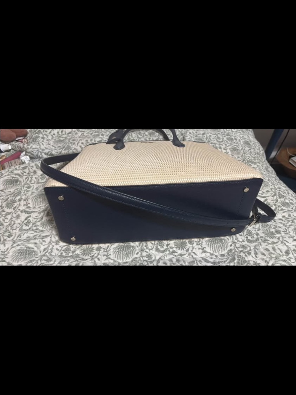 kate spade Beige and Blue Woven Tote Bag - Picture 4 of 7